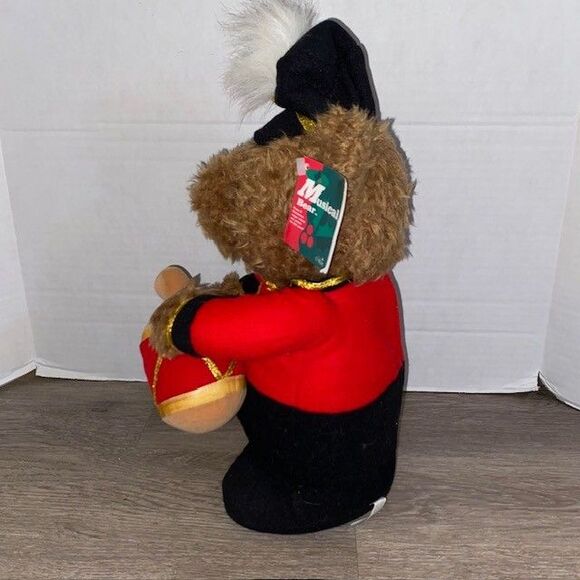 Vintage Gibson Greetings 1996 Musical Stuffed Plush Christmas Drummer Boy Bear - Picture 2 of 6